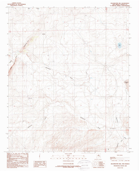 Classic USGS Blackwater Hill New Mexico 7.5'x7.5' Topo Map Image