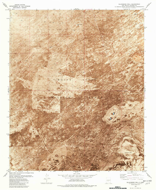 Classic USGS Blakemore Well New Mexico 7.5'x7.5' Topo Map Image
