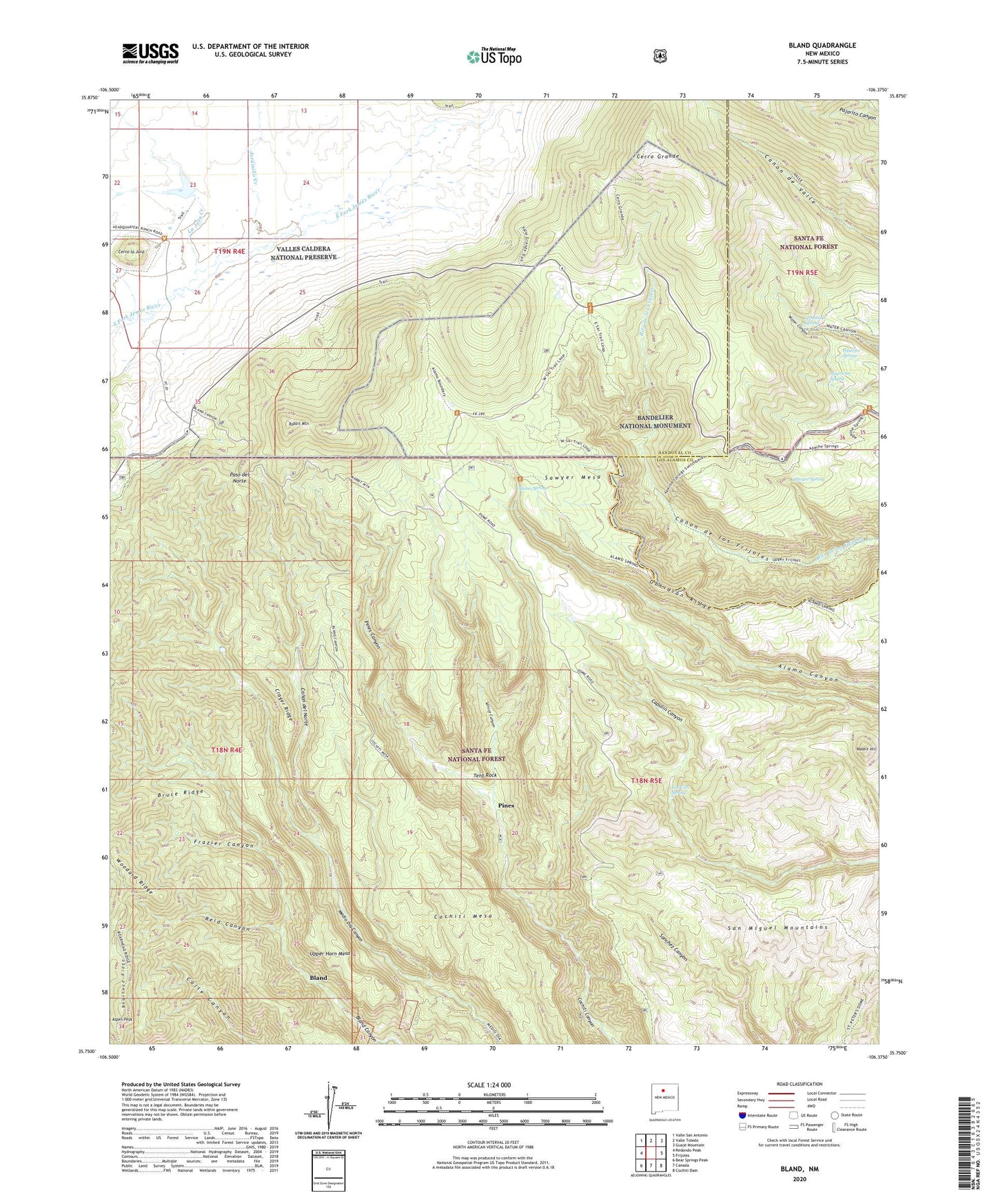 Bland New Mexico US Topo Map Image