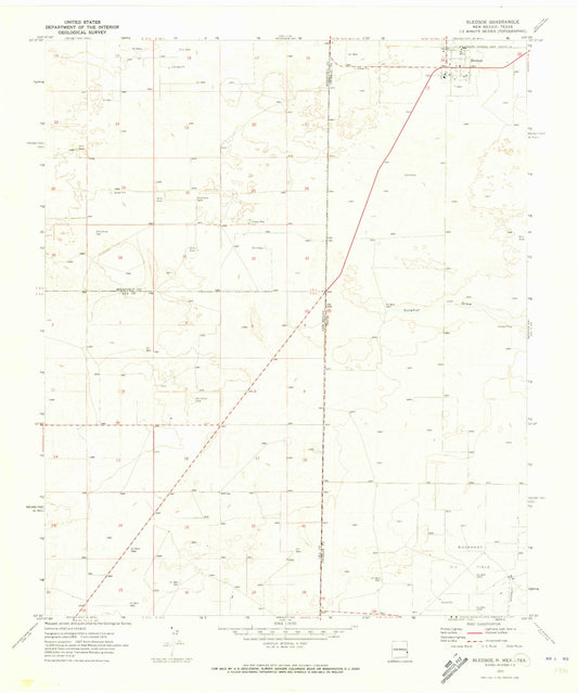 Classic USGS Bledsoe Texas 7.5'x7.5' Topo Map Image
