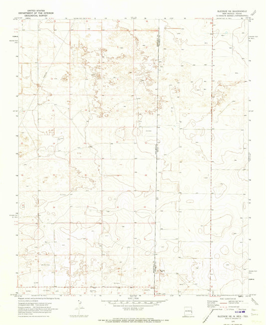 Classic USGS Bledsoe NE New Mexico 7.5'x7.5' Topo Map Image