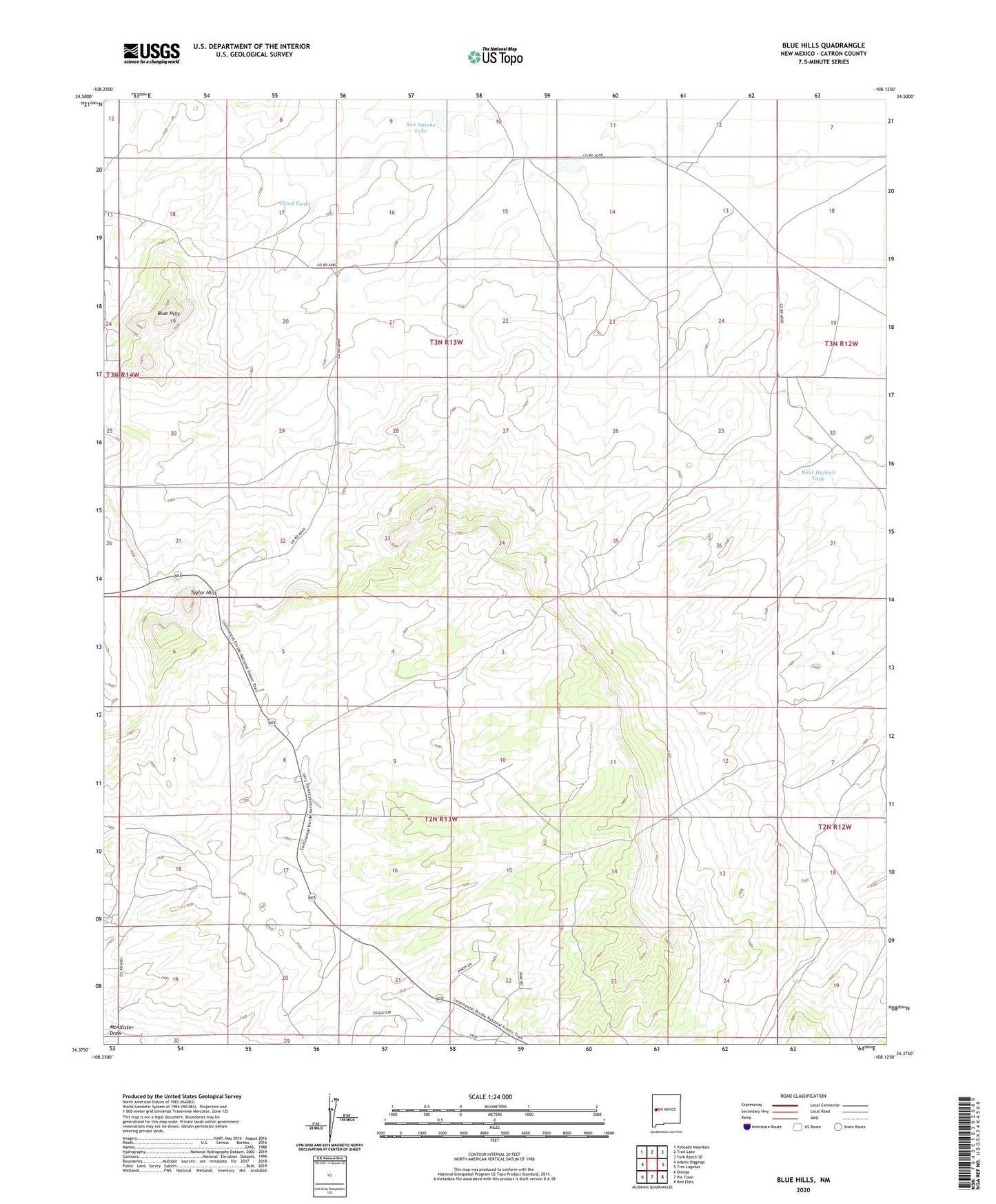 Blue Hills New Mexico US Topo Map Image