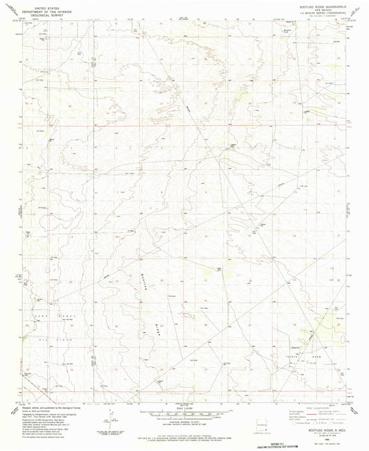 Classic USGS Bootleg Ridge New Mexico 7.5'x7.5' Topo Map Image