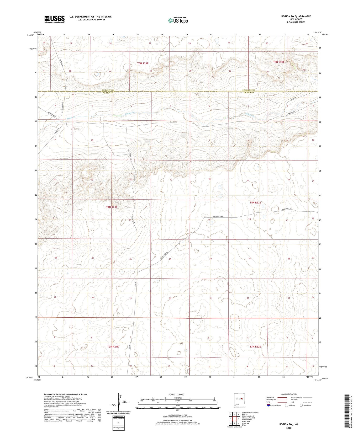 Borica SW New Mexico US Topo Map Image