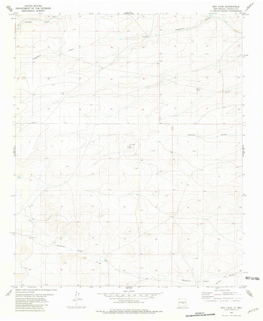 Classic USGS Box Lake New Mexico 7.5'x7.5' Topo Map Image