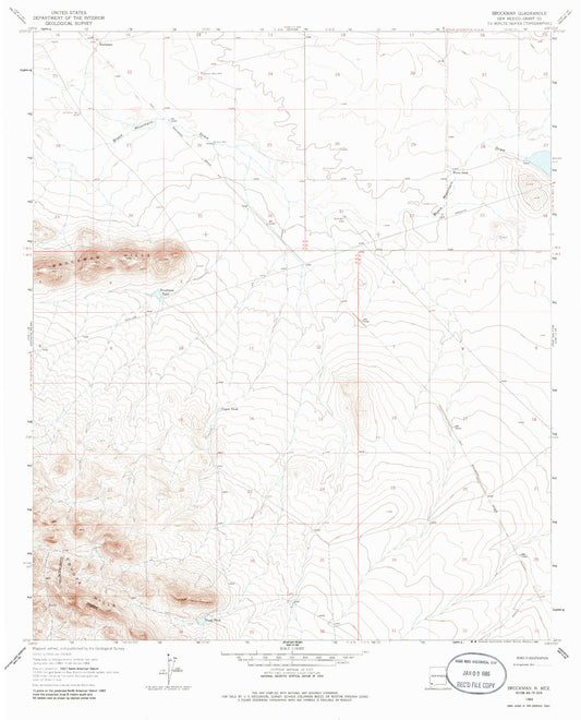 Classic USGS Brockman New Mexico 7.5'x7.5' Topo Map Image