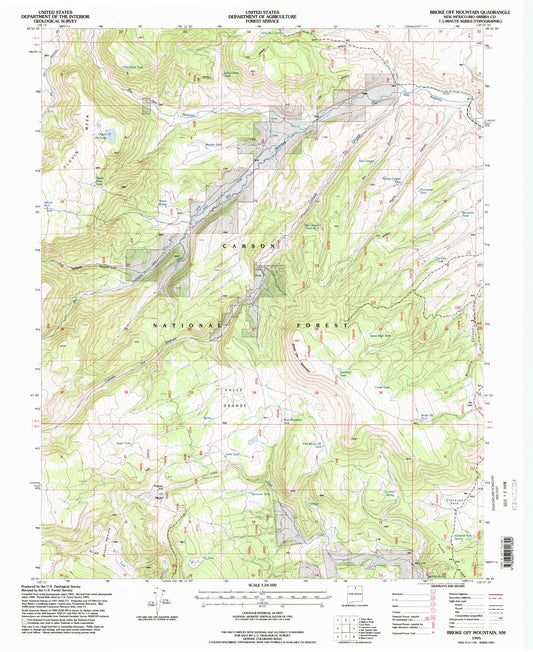 Classic USGS Broke Off Mountain New Mexico 7.5'x7.5' Topo Map Image