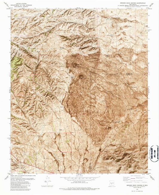 Classic USGS Broken Back Crater New Mexico 7.5'x7.5' Topo Map Image