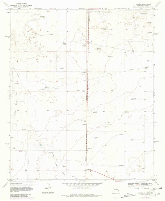 Classic USGS Bronco Texas 7.5'x7.5' Topo Map Image