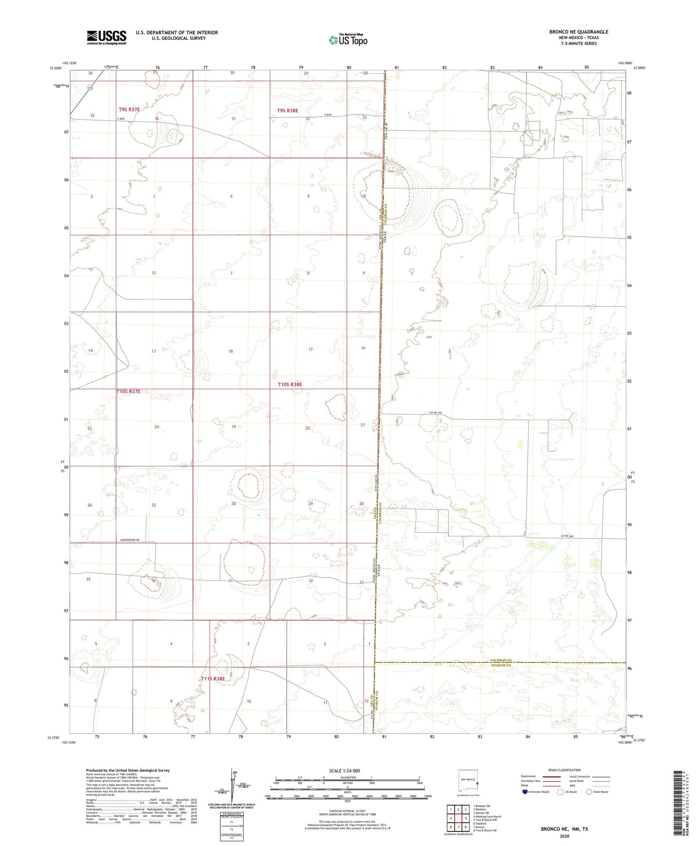 Bronco NE New Mexico US Topo Map Image