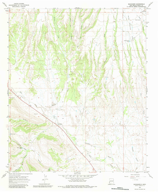 Classic USGS Buckhorn New Mexico 7.5'x7.5' Topo Map Image