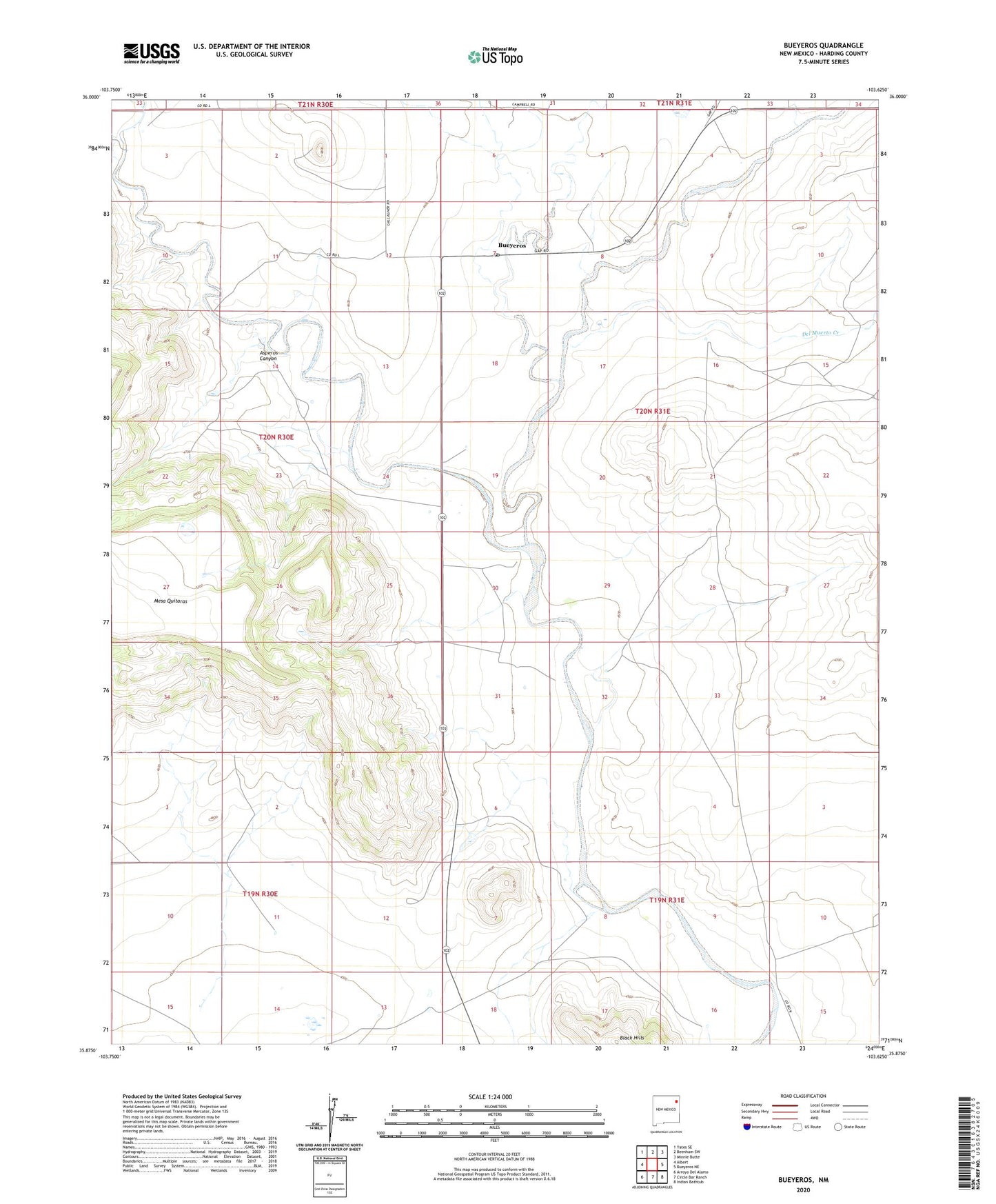 Bueyeros New Mexico US Topo Map Image