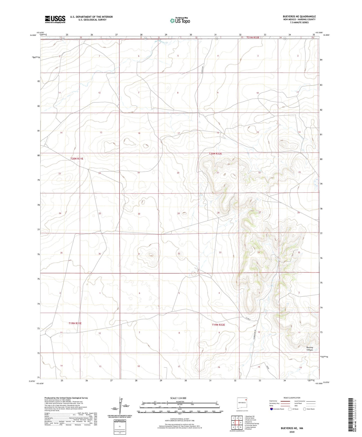 Bueyeros NE New Mexico US Topo Map Image