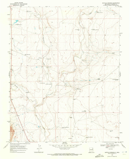 Classic USGS Buffalo Springs New Mexico 7.5'x7.5' Topo Map Image