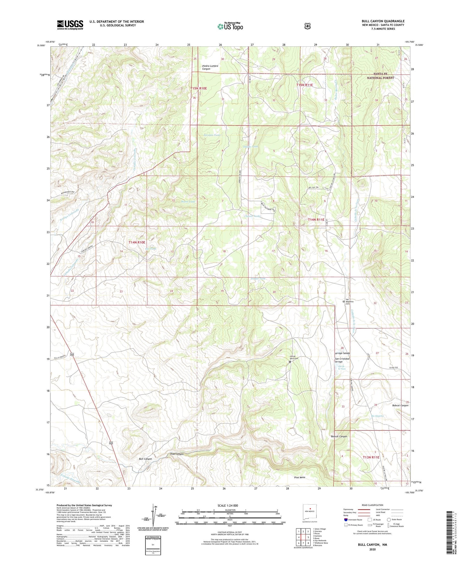 Bull Canyon New Mexico US Topo Map Image