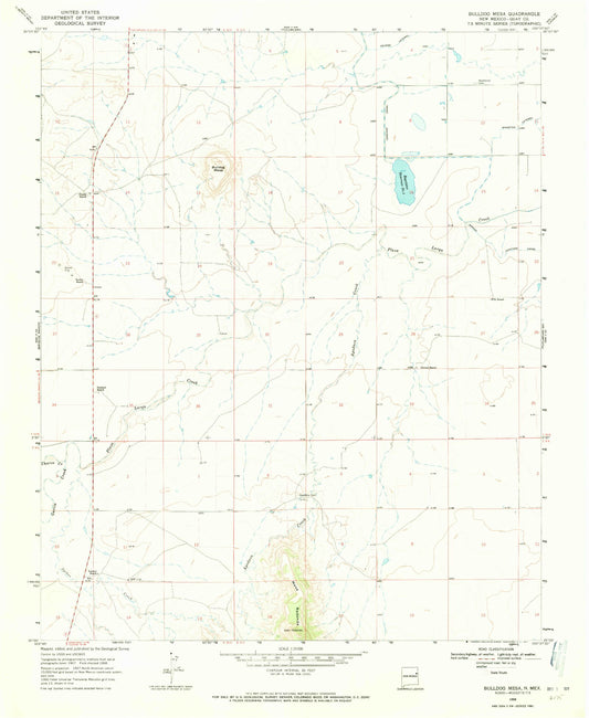 Classic USGS Bulldog Mesa New Mexico 7.5'x7.5' Topo Map Image