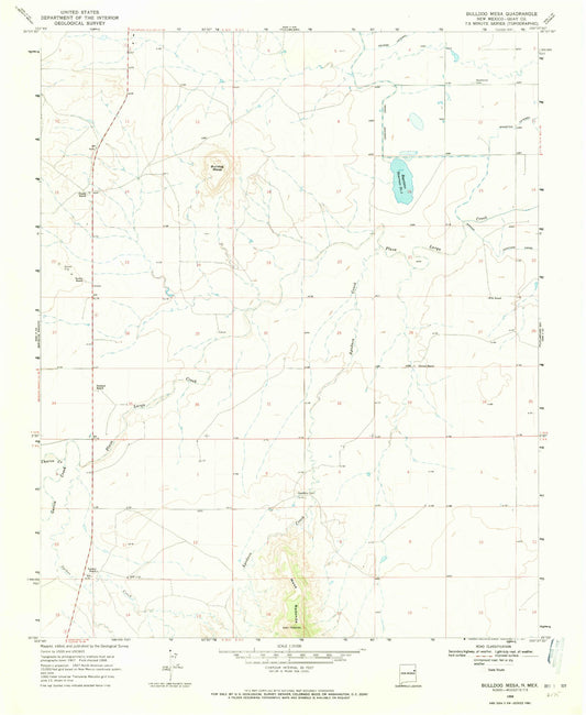 Classic USGS Bulldog Mesa New Mexico 7.5'x7.5' Topo Map Image