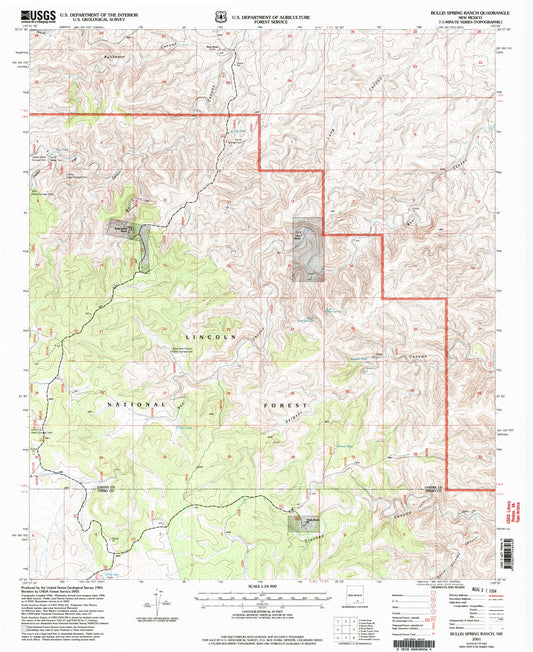 Classic USGS Bullis Spring Ranch New Mexico 7.5'x7.5' Topo Map Image