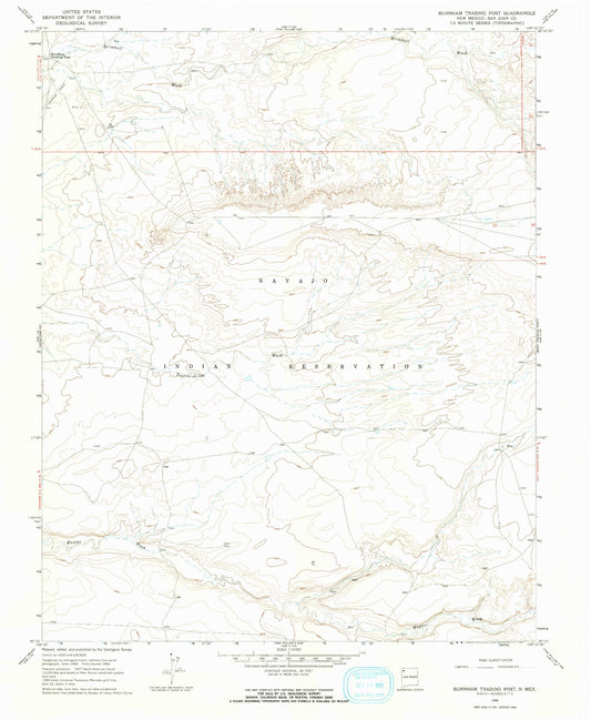 Classic USGS Burnham Trading Post New Mexico 7.5'x7.5' Topo Map Image