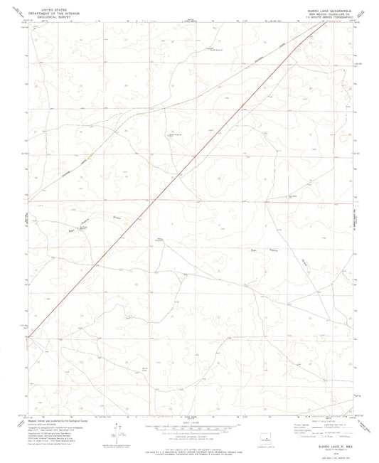 Classic USGS Burro Lake New Mexico 7.5'x7.5' Topo Map Image