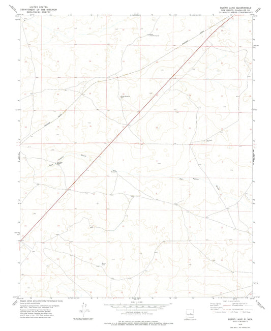 Classic USGS Burro Lake New Mexico 7.5'x7.5' Topo Map Image