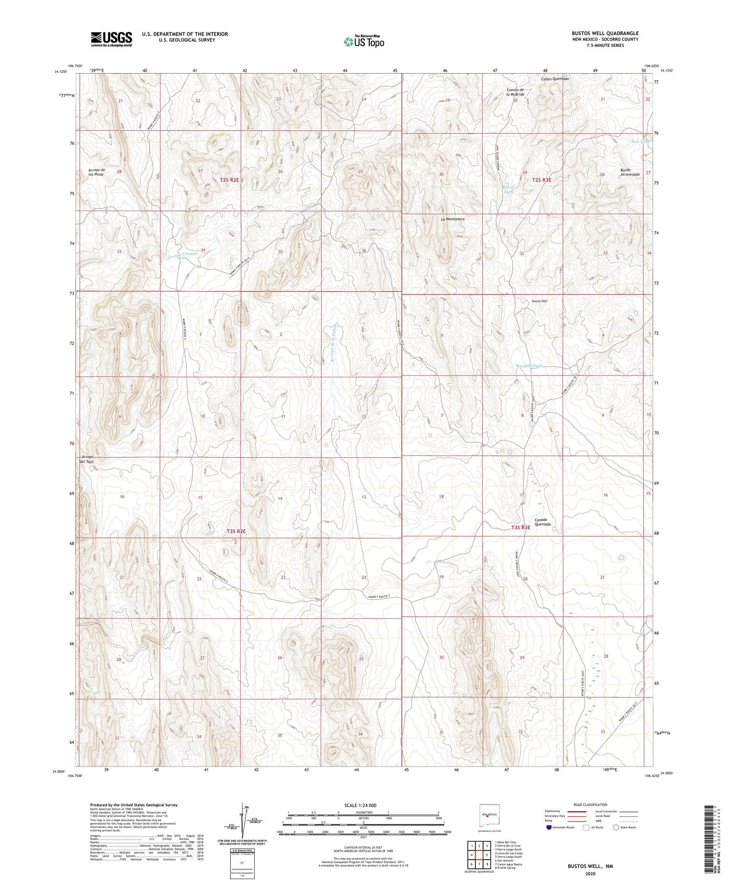 Bustos Well New Mexico US Topo Map Image