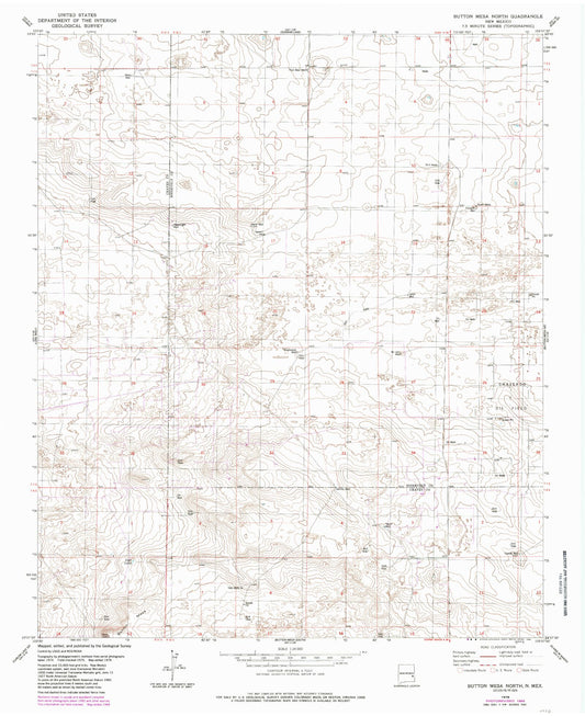 Classic USGS Button Mesa North New Mexico 7.5'x7.5' Topo Map Image