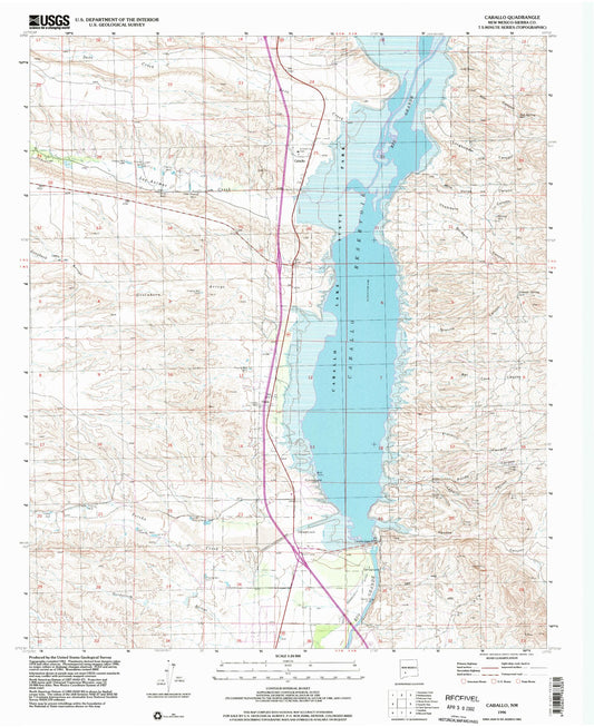 Classic USGS Caballo New Mexico 7.5'x7.5' Topo Map Image