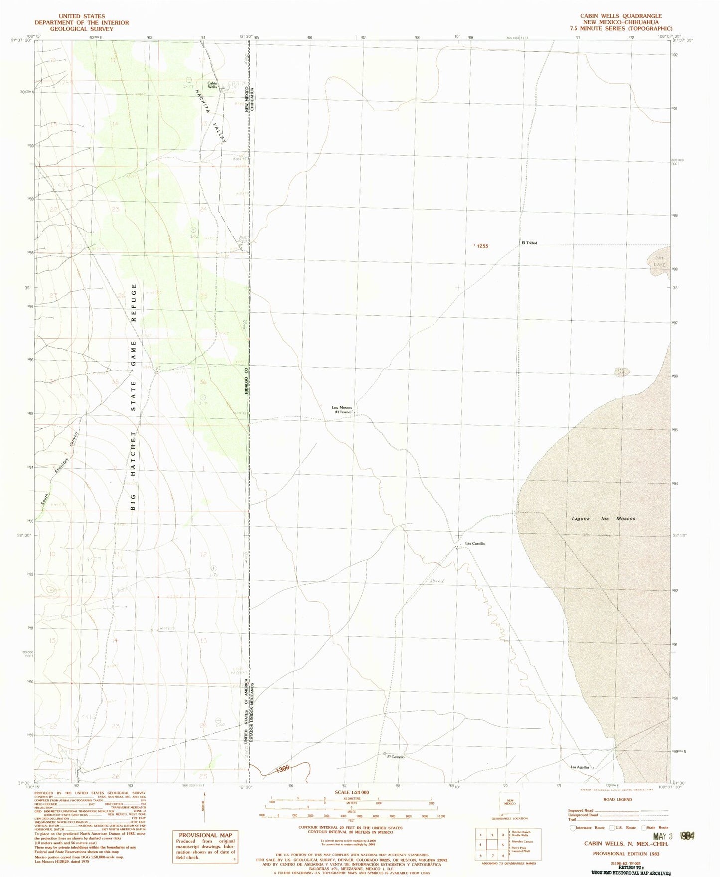 Classic USGS Cabin Wells New Mexico 7.5'x7.5' Topo Map Image