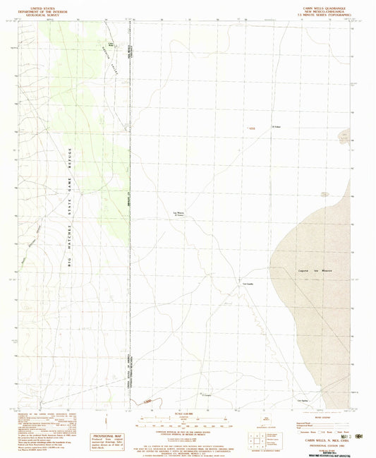 Classic USGS Cabin Wells New Mexico 7.5'x7.5' Topo Map Image