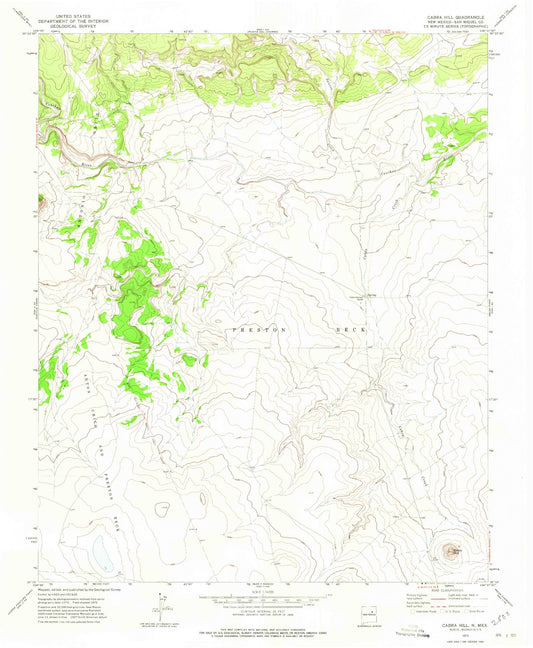 Classic USGS Cabra Hill New Mexico 7.5'x7.5' Topo Map Image