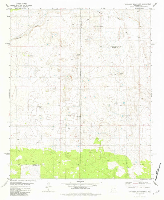 Classic USGS Camaleon Draw East New Mexico 7.5'x7.5' Topo Map Image