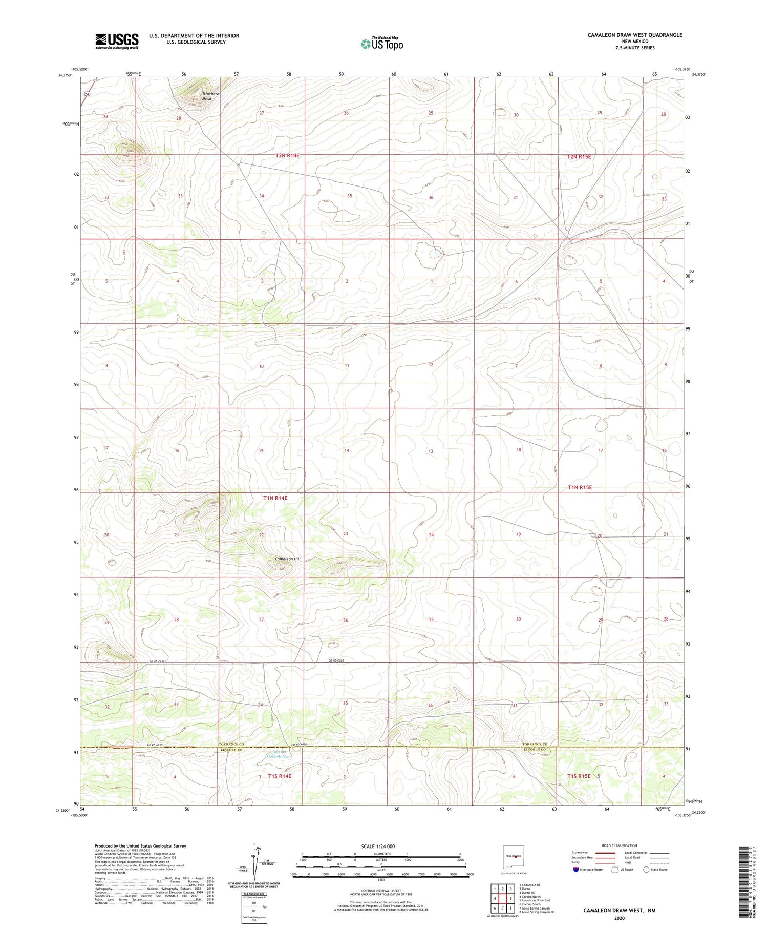 Camaleon Draw West New Mexico US Topo Map Image
