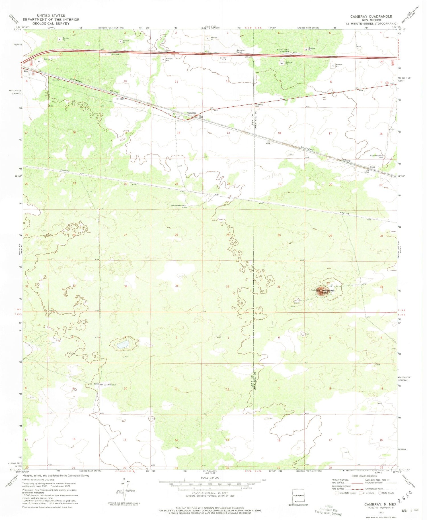 Classic USGS Cambray New Mexico 7.5'x7.5' Topo Map Image