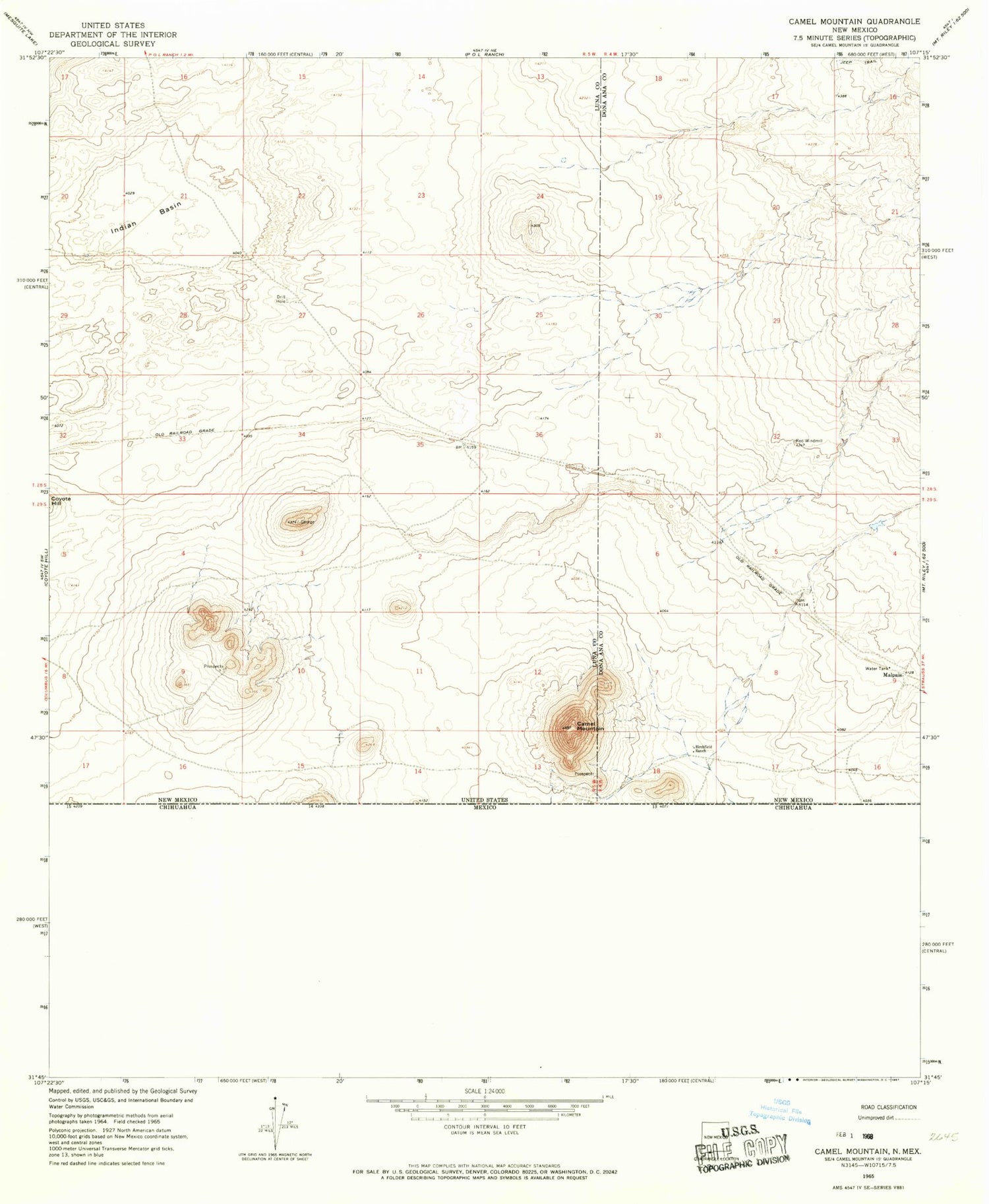 Classic USGS Camel Mountain New Mexico 7.5'x7.5' Topo Map Image