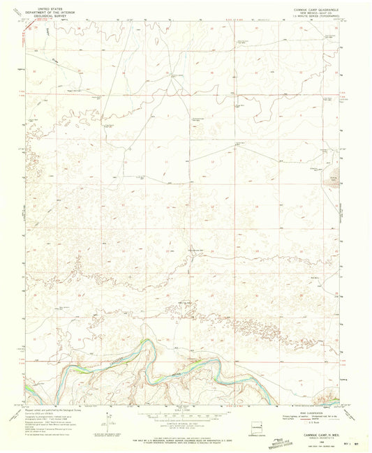 Classic USGS Cammak Camp New Mexico 7.5'x7.5' Topo Map Image