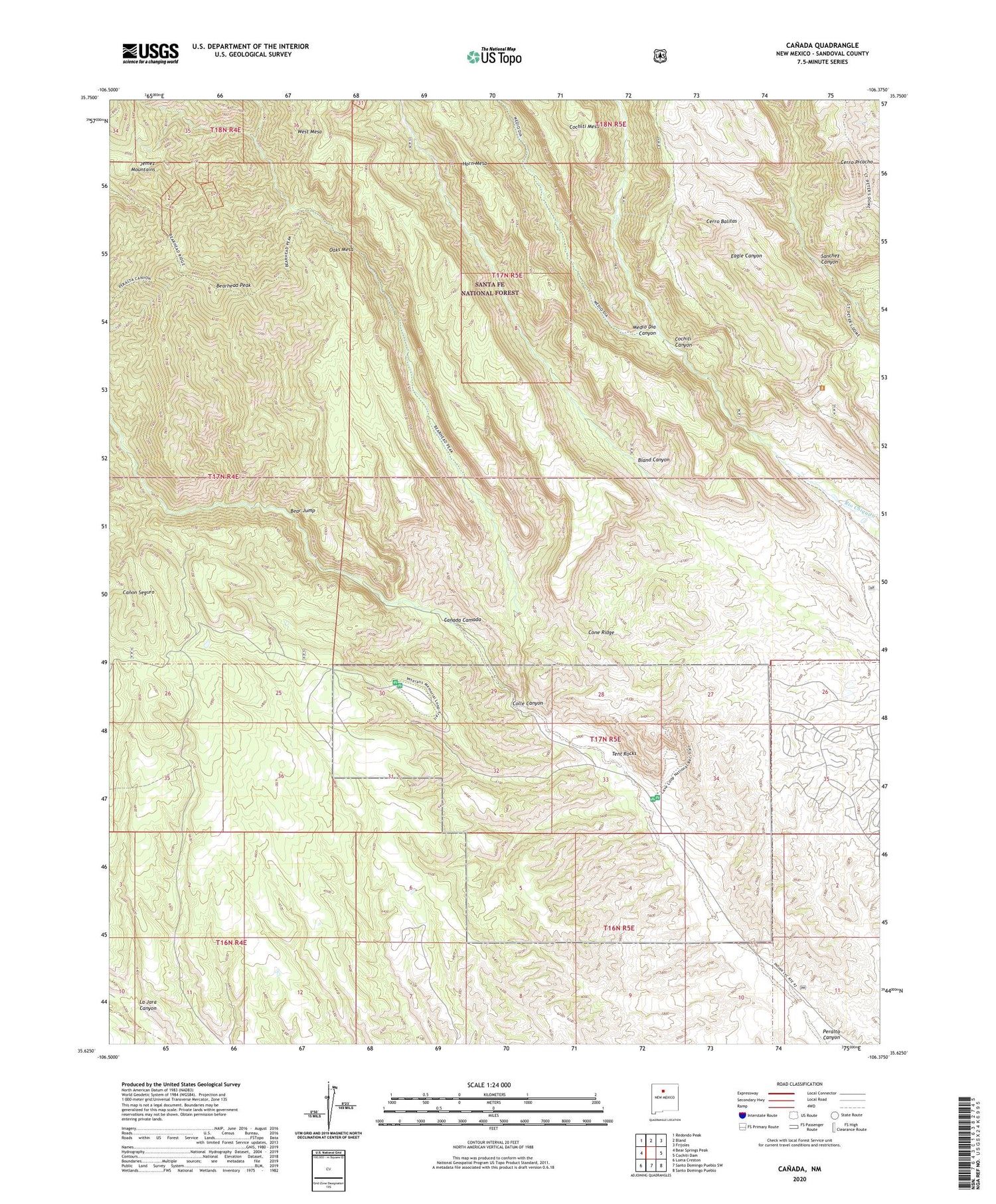 Canada New Mexico US Topo Map Image