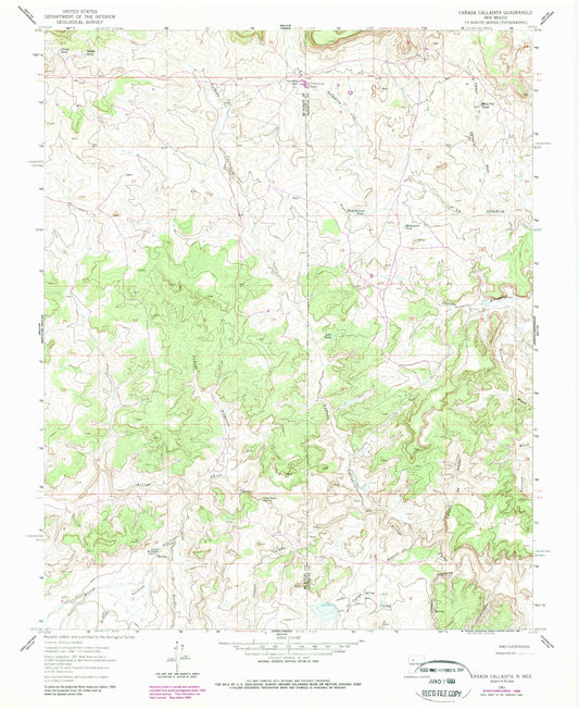 Classic USGS Canada Calladita New Mexico 7.5'x7.5' Topo Map Image