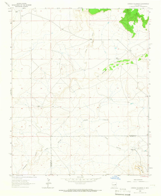 Classic USGS Canada Colorado New Mexico 7.5'x7.5' Topo Map Image