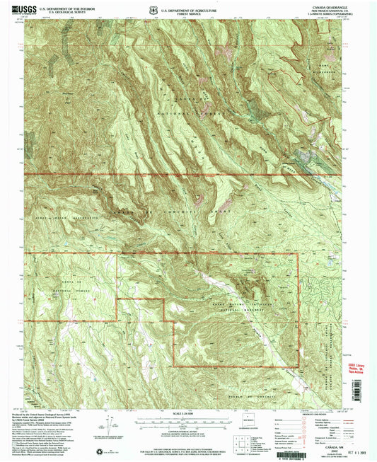 Classic USGS Canada New Mexico 7.5'x7.5' Topo Map Image