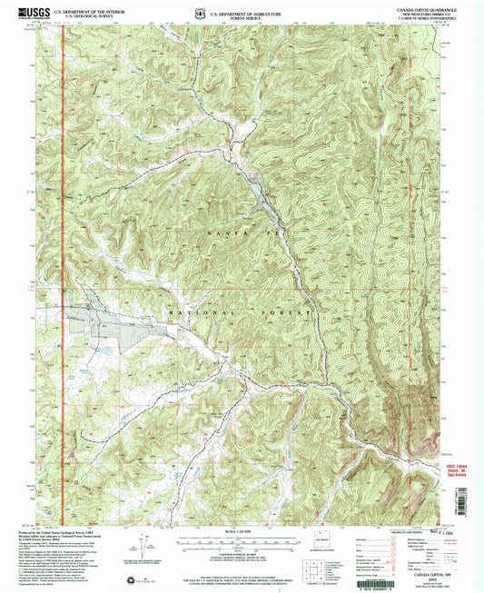 Classic USGS Canada Ojitos New Mexico 7.5'x7.5' Topo Map Image
