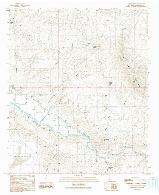 Classic USGS Canador Peak New Mexico 7.5'x7.5' Topo Map Image