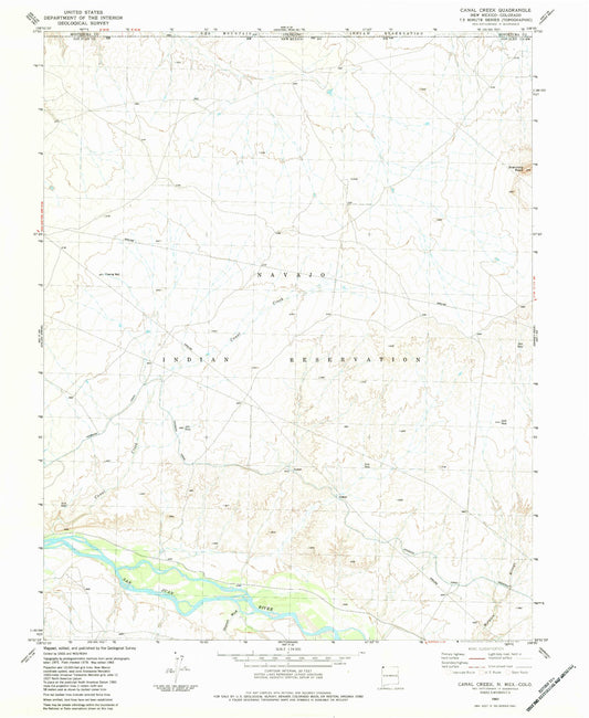 Classic USGS Canal Creek New Mexico 7.5'x7.5' Topo Map Image