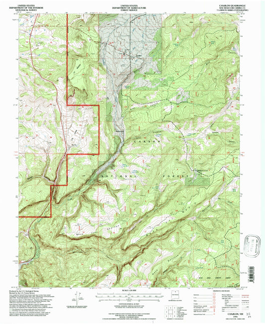 Classic USGS Canjilon New Mexico 7.5'x7.5' Topo Map Image