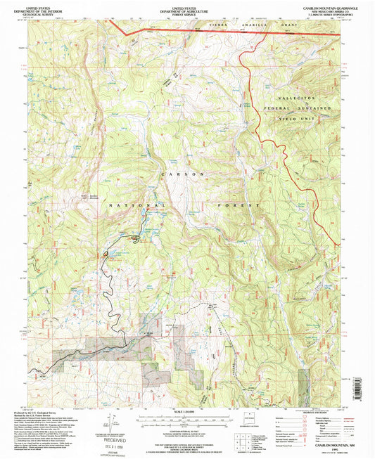 Classic USGS Canjilon Mountain New Mexico 7.5'x7.5' Topo Map Image