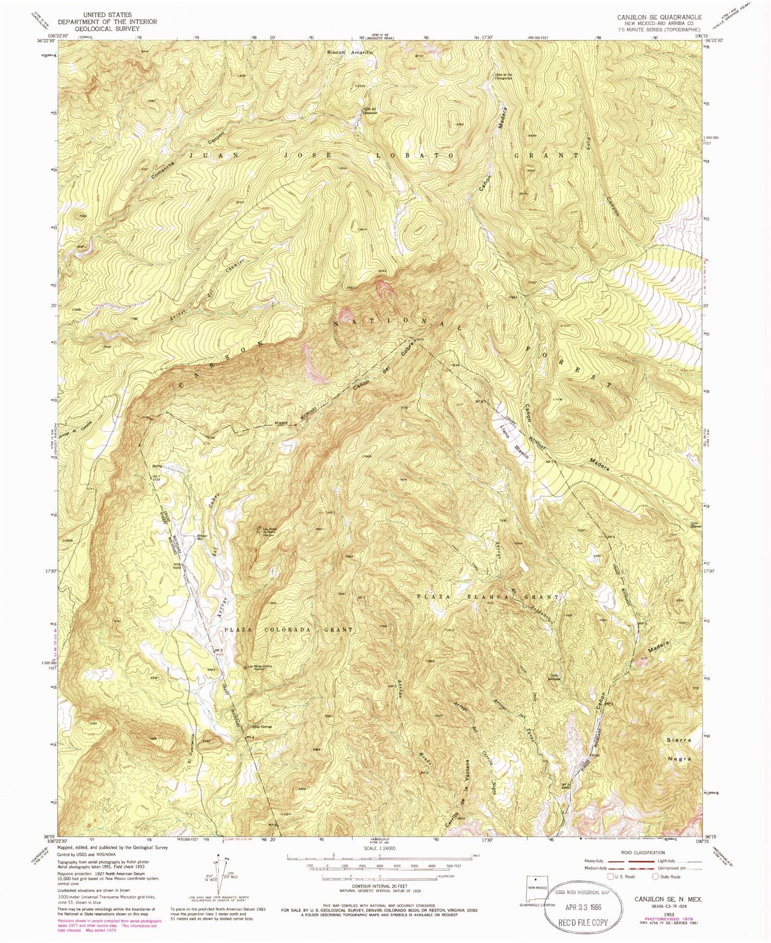Classic USGS Canjilon SE New Mexico 7.5'x7.5' Topo Map Image