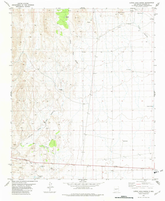 Classic USGS Canon Agua Buena New Mexico 7.5'x7.5' Topo Map Image