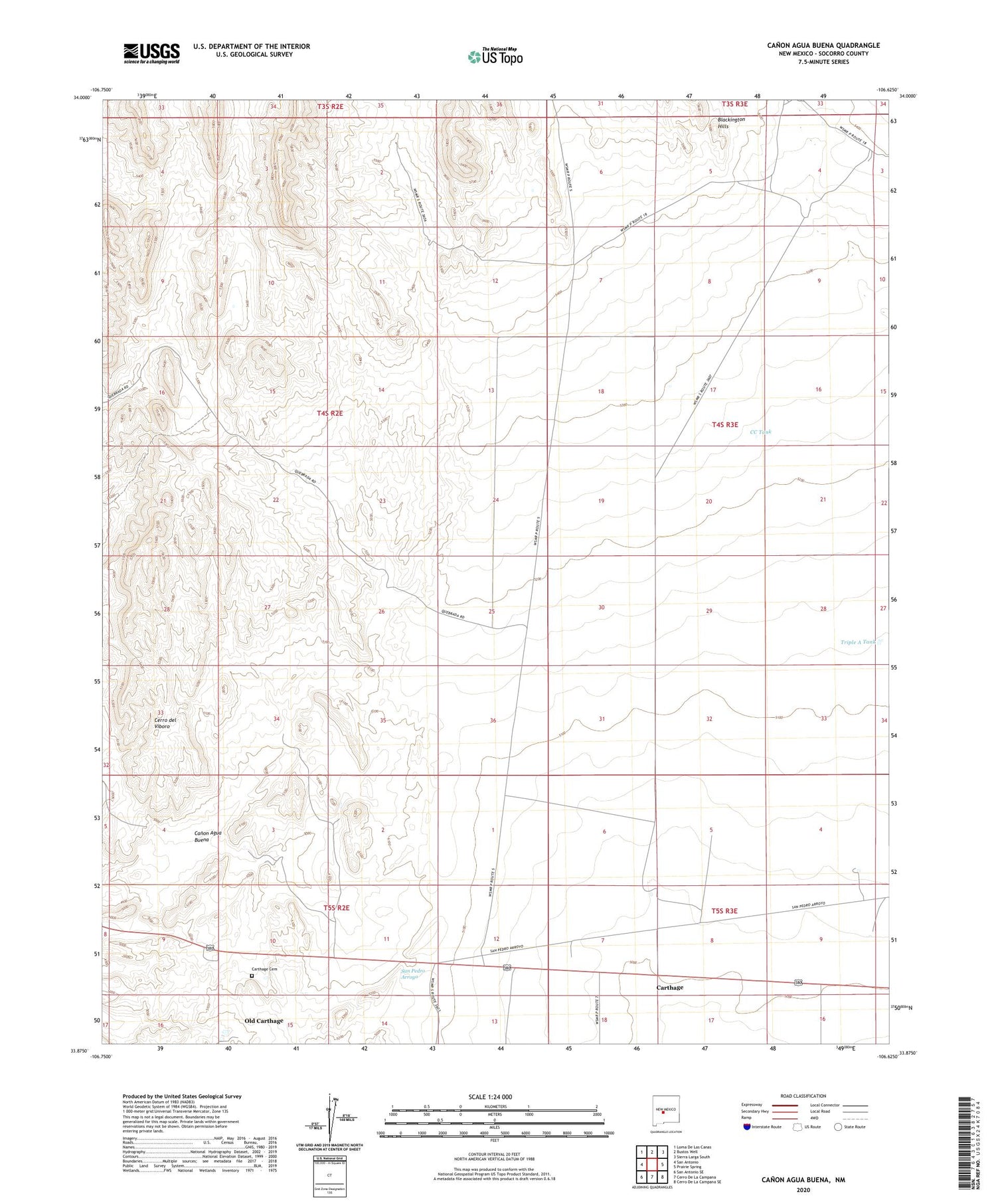 Canon Agua Buena New Mexico US Topo Map Image