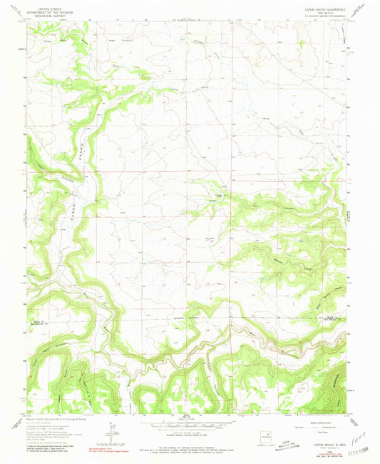 Classic USGS Canon Ancho New Mexico 7.5'x7.5' Topo Map Image