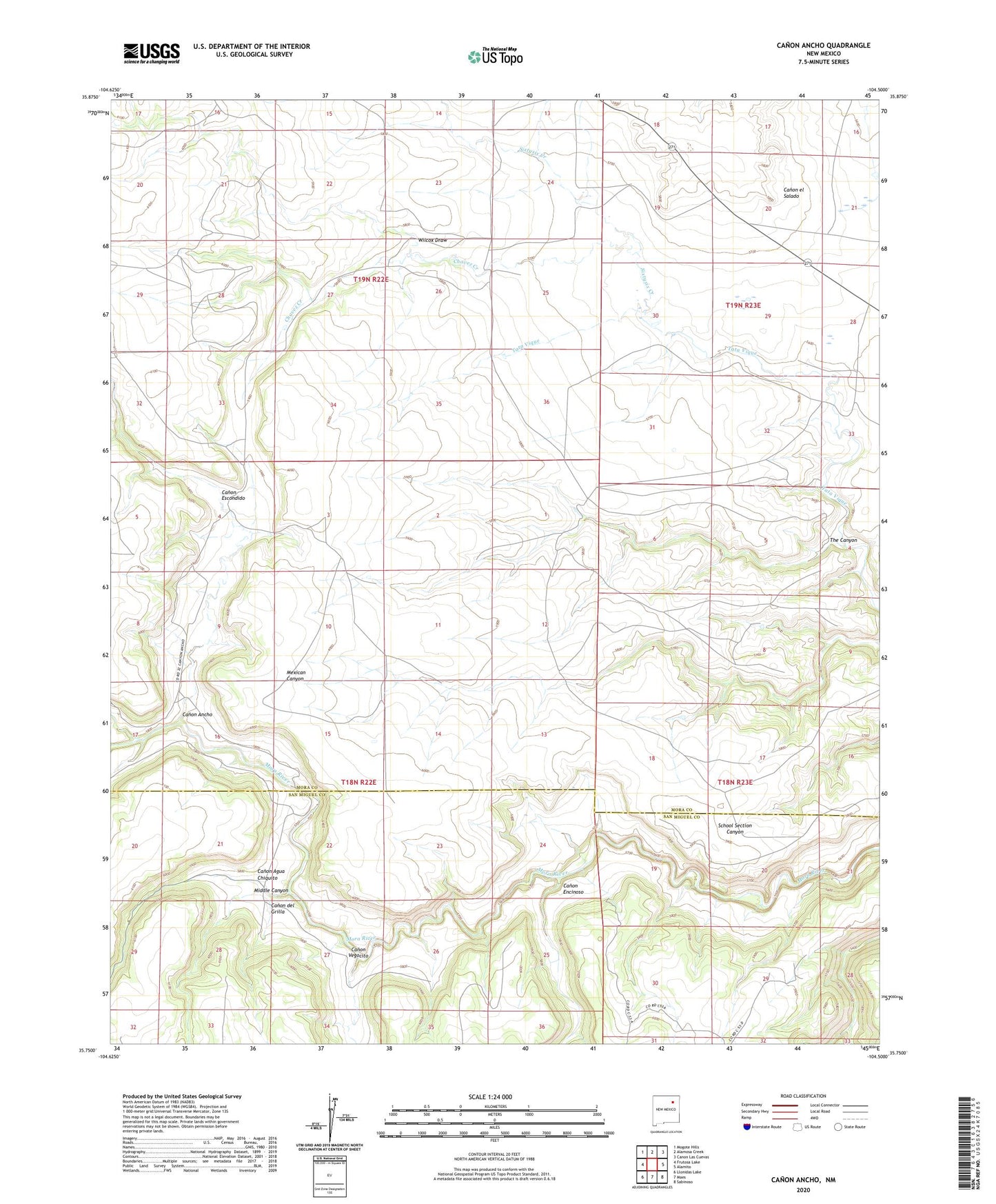 Canon Ancho New Mexico US Topo Map Image